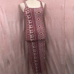 Billabong Scarf Print Red Midi Tank Top Dress